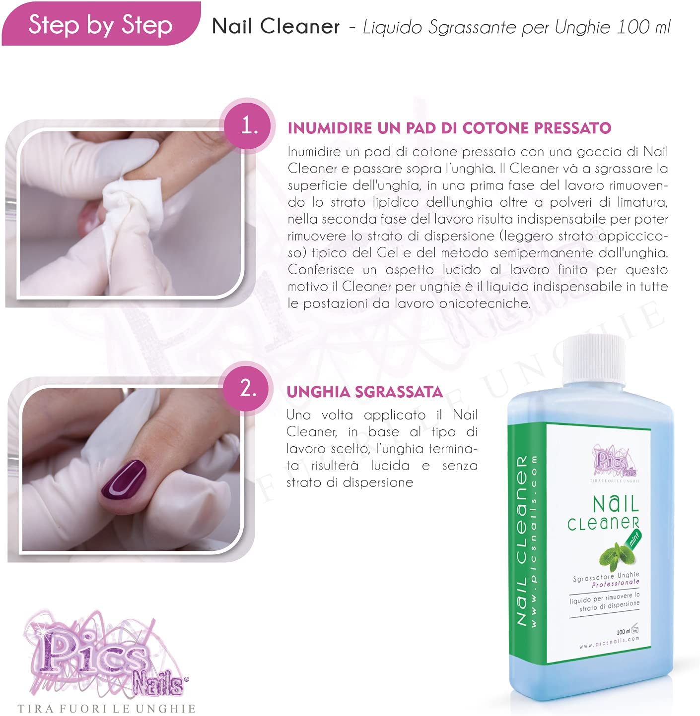 Nail Cleaner Sgrassatore per Unghie Professionale Menta 100 ml