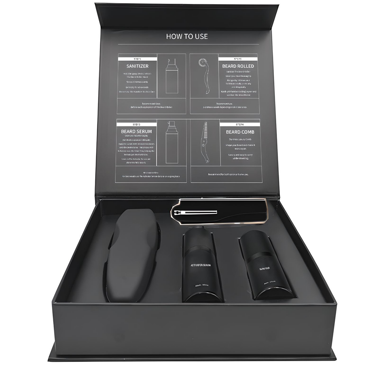 VOLTEN™ – Beard Grooming Kit with Derma Roller & Disinfectant