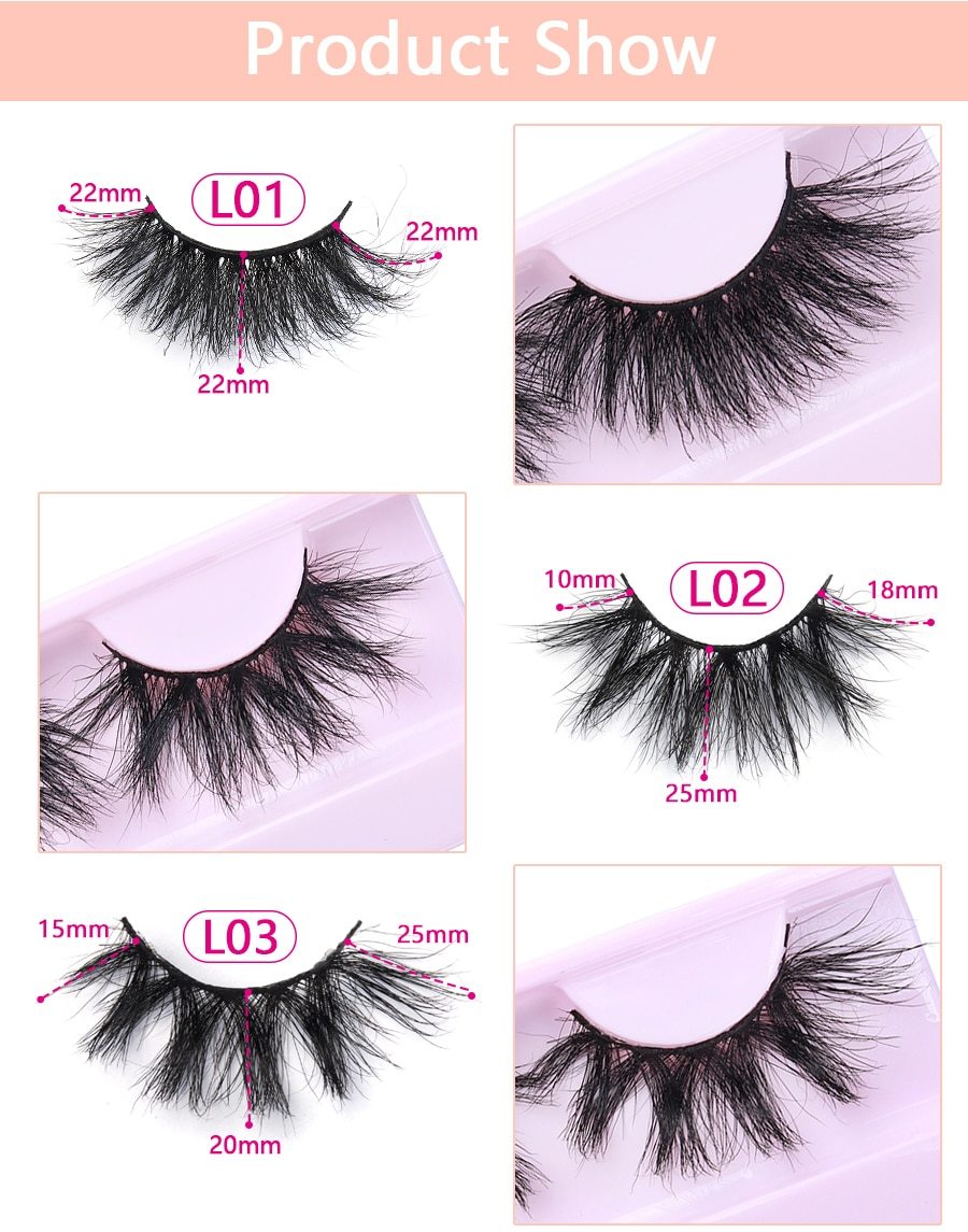 30 Pairs Wholesale 25mm Mink Eyelashes Cruelty Free Dramatic False
