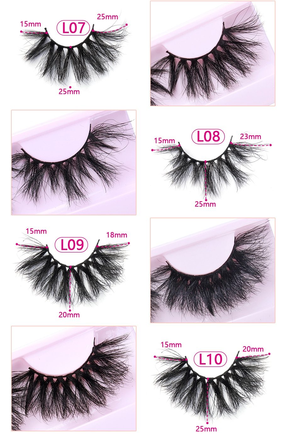 30 Pairs Wholesale 25mm Mink Eyelashes Cruelty Free Dramatic False