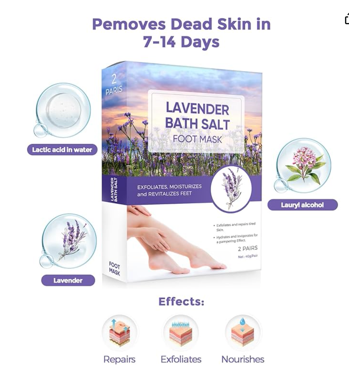 Lavender Bath Salt Exfoliator Foot Mask